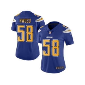 Women Nike Los Angeles Chargers #58 Uchenna Nwosu Electric Blue Stitched NFL Limited Rush Jersey