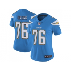 Women Nike Los Angeles Chargers #76 Russell Okung Electric Blue Alternate Stitched NFL Vapor Untouchable Limited Jersey