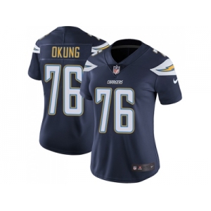 Women Nike Los Angeles Chargers #76 Russell Okung Navy Blue Team Color Stitched NFL Vapor Untouchable Limited Jersey