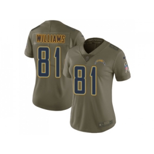 Women Nike Los Angeles Chargers #81 Mike Williams Olive Stitched NFL Limited 2017 Salute to Service Jersey