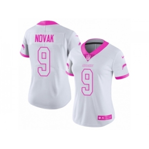 Women Nike Los Angeles Chargers #9 Nick Novak Limited White Pink Rush Fashion NFL Jersey