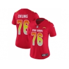 Women Nike Los Angeles Chargers#76 Russell Okung Red Stitched NFL Limited AFC 2018 Pro Bowl Jersey