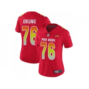 Women Nike Los Angeles Chargers#76 Russell Okung Red Stitched NFL Limited AFC 2018 Pro Bowl Jersey