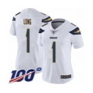 Women's Los Angeles Chargers #1 Ty Long White Vapor Untouchable Limited Player 100th Season Football Jersey