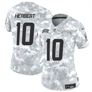 Women's Los Angeles Chargers #10 Justin Herbert 2024 F.U.S.E Arctic Camo Salute To Service Limited Stitched Football Jersey