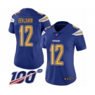 Women's Los Angeles Chargers #12 Travis Benjamin Limited Electric Blue Rush Vapor Untouchable 100th Season Football Jersey