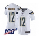 Women's Los Angeles Chargers #12 Travis Benjamin White Vapor Untouchable Limited Player 100th Season Football Jersey