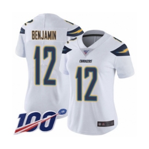 Women's Los Angeles Chargers #12 Travis Benjamin White Vapor Untouchable Limited Player 100th Season Football Jersey