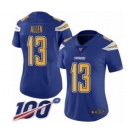 Women's Los Angeles Chargers #13 Keenan Allen Limited Electric Blue Rush Vapor Untouchable 100th Season Football Jersey