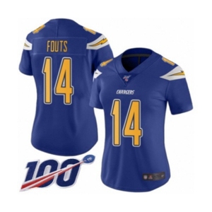 Women's Los Angeles Chargers #14 Dan Fouts Limited Electric Blue Rush Vapor Untouchable 100th Season Football Jersey