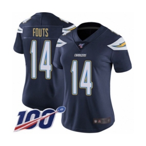 Women's Los Angeles Chargers #14 Dan Fouts Navy Blue Team Color Vapor Untouchable Limited Player 100th Season Football Jersey