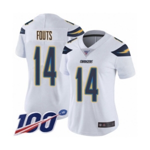 Women's Los Angeles Chargers #14 Dan Fouts White Vapor Untouchable Limited Player 100th Season Football Jersey