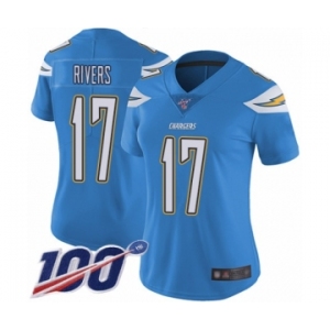 Women's Los Angeles Chargers #17 Philip Rivers Electric Blue Alternate Vapor Untouchable Limited Player 100th Season Football Jersey