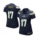 Women's Los Angeles Chargers #17 Philip Rivers Game Navy Blue Team Color Football Jersey