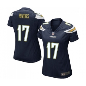 Women's Los Angeles Chargers #17 Philip Rivers Game Navy Blue Team Color Football Jersey