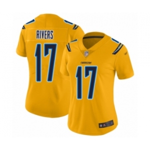 Women's Los Angeles Chargers #17 Philip Rivers Limited Gold Inverted Legend Football Jersey