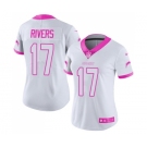 Women's Los Angeles Chargers #17 Philip Rivers Limited White Pink Rush Fashion Football Jersey