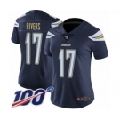 Women's Los Angeles Chargers #17 Philip Rivers Navy Blue Team Color Vapor Untouchable Limited Player 100th Season Football Jersey