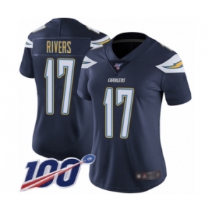 Women's Los Angeles Chargers #17 Philip Rivers Navy Blue Team Color Vapor Untouchable Limited Player 100th Season Football Jersey