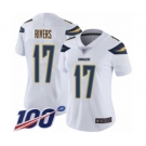 Women's Los Angeles Chargers #17 Philip Rivers White Vapor Untouchable Limited Player 100th Season Football Jersey