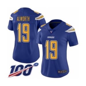 Women's Los Angeles Chargers #19 Lance Alworth Limited Electric Blue Rush Vapor Untouchable 100th Season Football Jersey