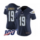 Women's Los Angeles Chargers #19 Lance Alworth Navy Blue Team Color Vapor Untouchable Limited Player 100th Season Football Jersey