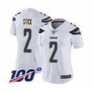 Women's Los Angeles Chargers #2 Easton Stick White Vapor Untouchable Limited Player 100th Season Football Jersey