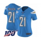 Women's Los Angeles Chargers #21 LaDainian Tomlinson Electric Blue Alternate Vapor Untouchable Limited Player 100th Season Football Jersey