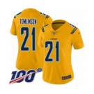 Women's Los Angeles Chargers #21 LaDainian Tomlinson Limited Gold Inverted Legend 100th Season Football Jersey