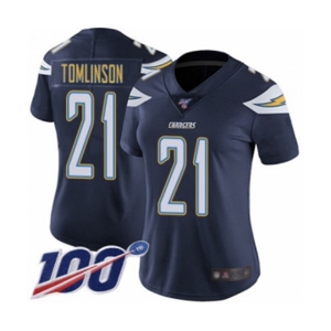 Women's Los Angeles Chargers #21 LaDainian Tomlinson Navy Blue Team Color Vapor Untouchable Limited Player 100th Season Football Jersey
