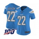 Women's Los Angeles Chargers #22 Justin Jackson Electric Blue Alternate Vapor Untouchable Limited Player 100th Season Football Jersey