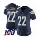 Women's Los Angeles Chargers #22 Justin Jackson Navy Blue Team Color Vapor Untouchable Limited Player 100th Season Football Jersey