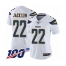 Women's Los Angeles Chargers #22 Justin Jackson White Vapor Untouchable Limited Player 100th Season Football Jersey