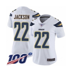 Women's Los Angeles Chargers #22 Justin Jackson White Vapor Untouchable Limited Player 100th Season Football Jersey