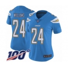 Women's Los Angeles Chargers #24 Trevor Williams Electric Blue Alternate Vapor Untouchable Limited Player 100th Season Football Jersey