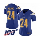 Women's Los Angeles Chargers #24 Trevor Williams Limited Electric Blue Rush Vapor Untouchable 100th Season Football Jersey