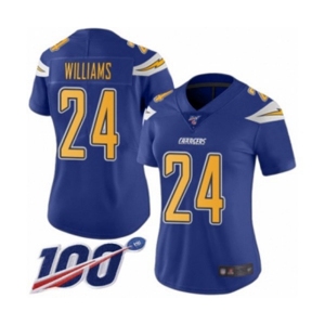 Women's Los Angeles Chargers #24 Trevor Williams Limited Electric Blue Rush Vapor Untouchable 100th Season Football Jersey