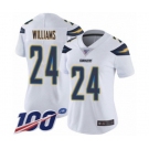 Women's Los Angeles Chargers #24 Trevor Williams White Vapor Untouchable Limited Player 100th Season Football Jersey