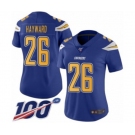 Women's Los Angeles Chargers #26 Casey Hayward Limited Electric Blue Rush Vapor Untouchable 100th Season Football Jersey