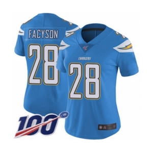 Women's Los Angeles Chargers #28 Brandon Facyson Electric Blue Alternate Vapor Untouchable Limited Player 100th Season Football Jersey