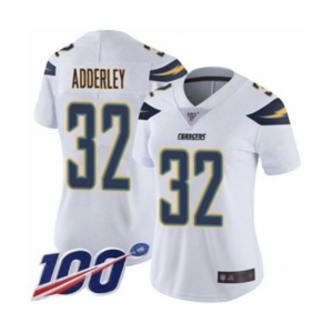 Women's Los Angeles Chargers #32 Nasir Adderley White Vapor Untouchable Limited Player 100th Season Football Jersey