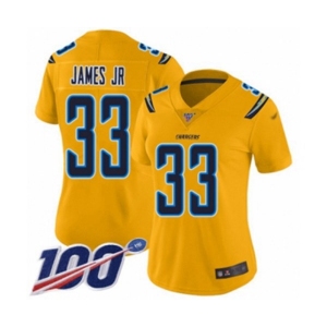 Women's Los Angeles Chargers #33 Derwin James Limited Gold Inverted Legend 100th Season Football Jersey