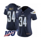 Women's Los Angeles Chargers #34 Derek Watt Navy Blue Team Color Vapor Untouchable Limited Player 100th Season Football Jersey