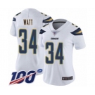 Women's Los Angeles Chargers #34 Derek Watt White Vapor Untouchable Limited Player 100th Season Football Jersey