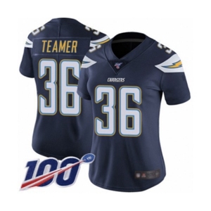 Women's Los Angeles Chargers #36 Roderic Teamer Navy Blue Team Color Vapor Untouchable Limited Player 100th Season Football Jersey