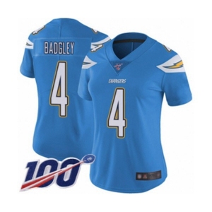 Women's Los Angeles Chargers #4 Michael Badgley Electric Blue Alternate Vapor Untouchable Limited Player 100th Season Football Jersey