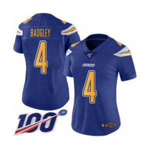 Women's Los Angeles Chargers #4 Michael Badgley Limited Electric Blue Rush Vapor Untouchable 100th Season Football Jersey