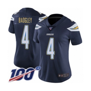 Women's Los Angeles Chargers #4 Michael Badgley Navy Blue Team Color Vapor Untouchable Limited Player 100th Season Football Jersey