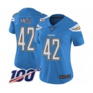 Women's Los Angeles Chargers #42 Uchenna Nwosu Electric Blue Alternate Vapor Untouchable Limited Player 100th Season Football Jersey