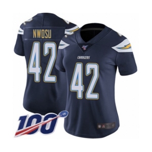 Women's Los Angeles Chargers #42 Uchenna Nwosu Navy Blue Team Color Vapor Untouchable Limited Player 100th Season Football Jersey
